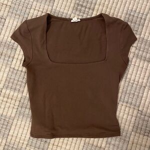 Garage Chocolate Brown Square Neck Tee